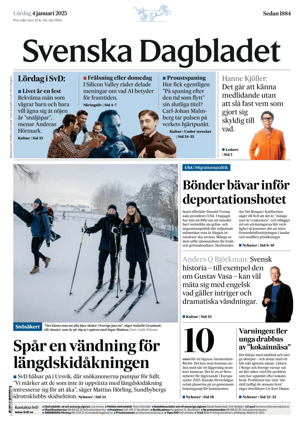 Prima-pagina-Svenska Dagbladet-edizione-di-oggi-20250104